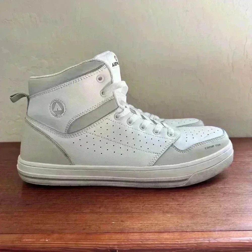Airwalk Safety Mens Arena Mid Composite Toe Work Shoe White Grey Aw6452 Size 13